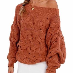 Off the shoulder slouchy sweater